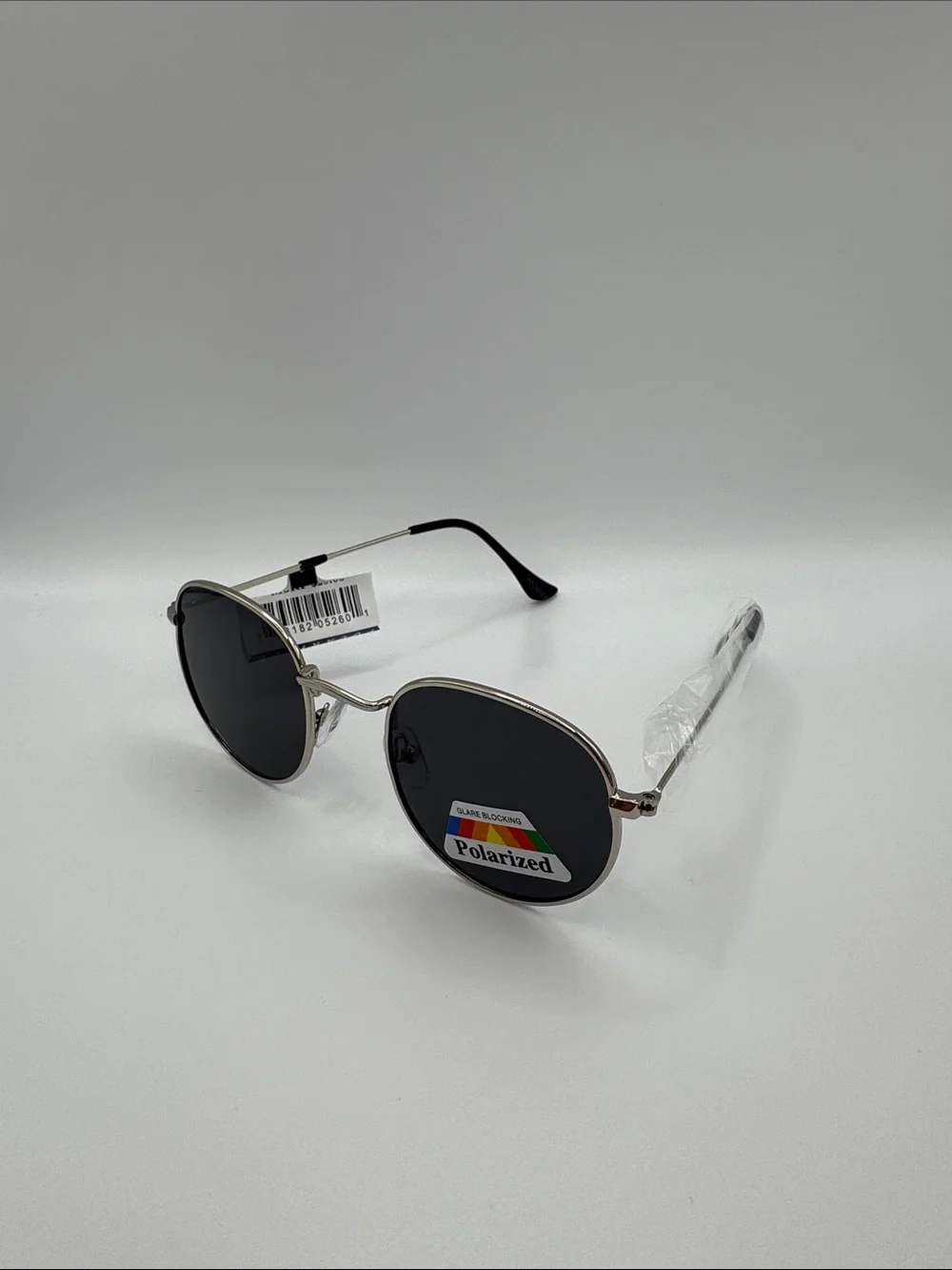 Kids Silver Frame Polarized Black Lens Sunglasses